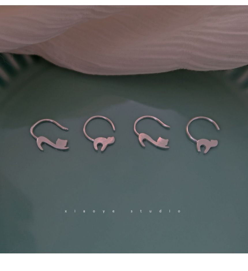 Silver Sterling Cat Earring