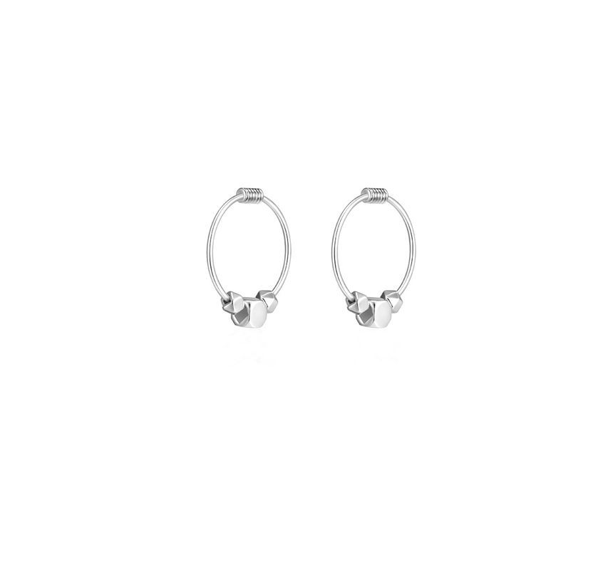 Silver Hoop Bead Earring Sterling