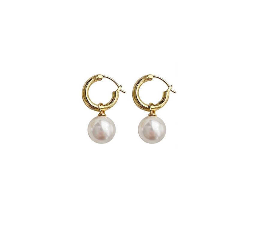 Dangle Sterling Faux Pearl Earring Silver