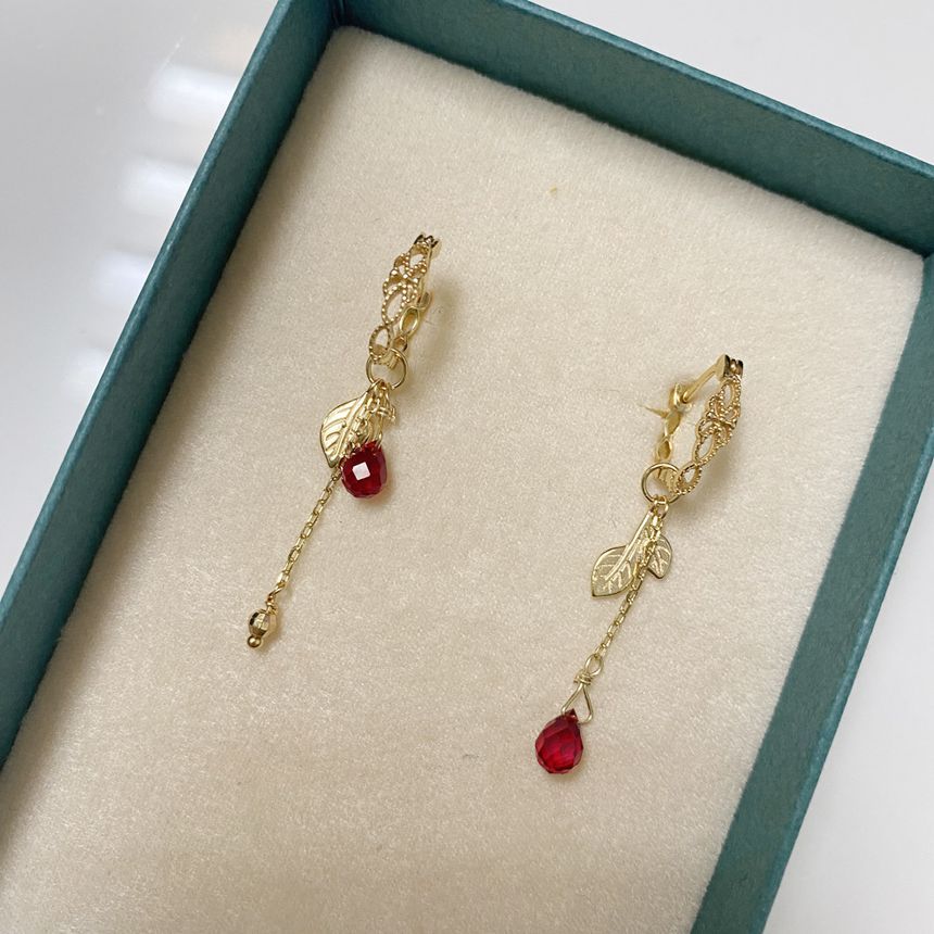 designs) Earring (various Asymmetrical Leaf Drop Alloy Agate