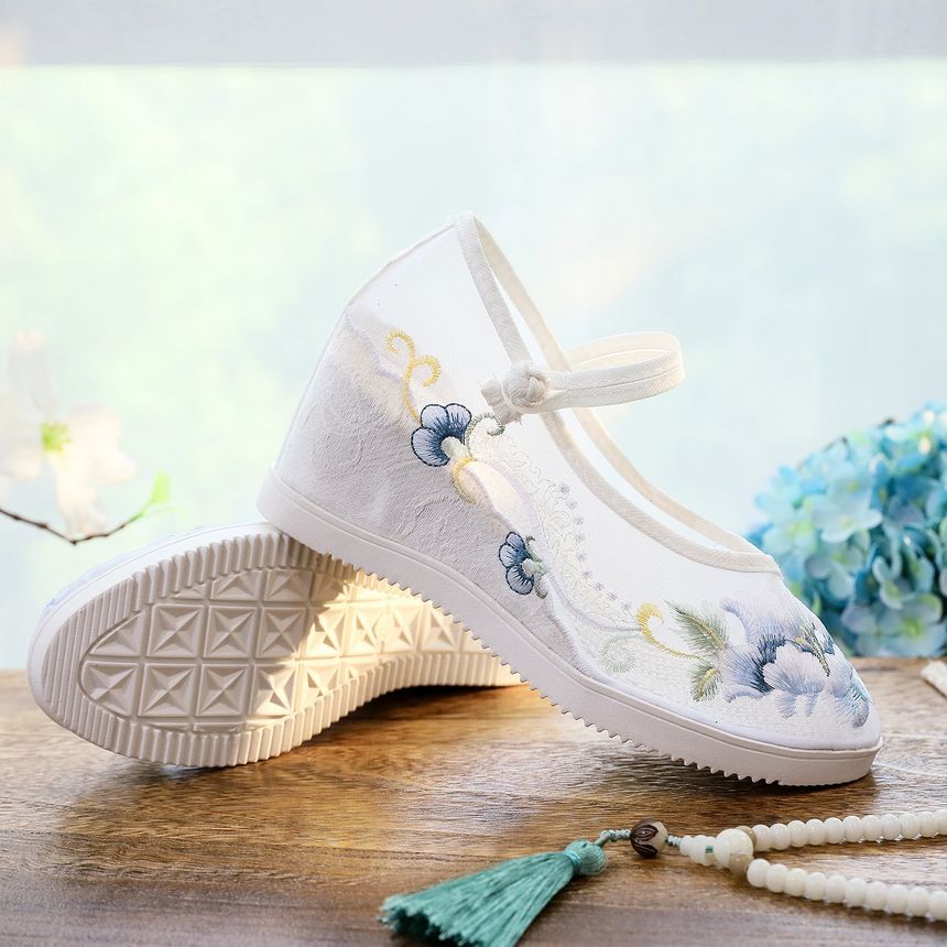 Shoes Jane Wedge Pointed Mary Embroidered