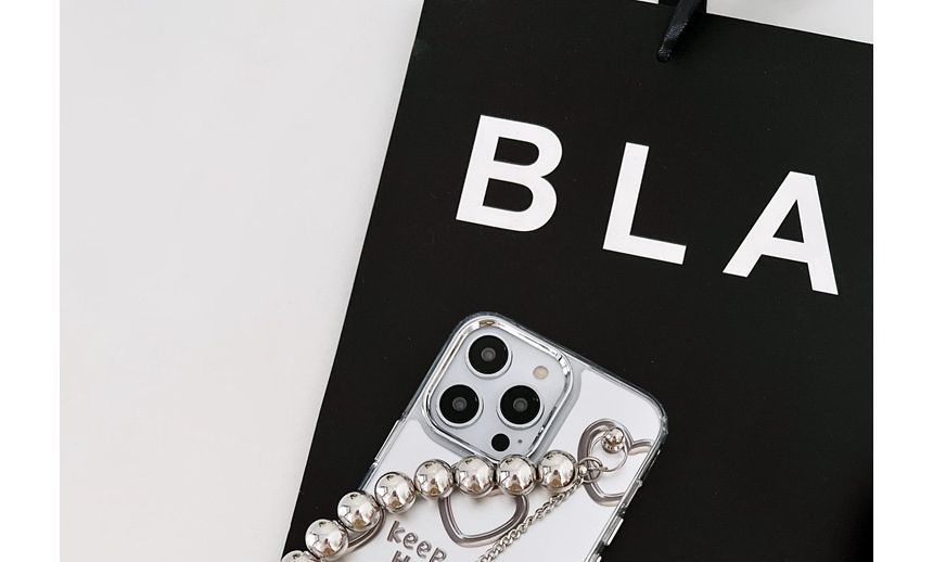 Bead Chain Heart Phone Case Faux Print