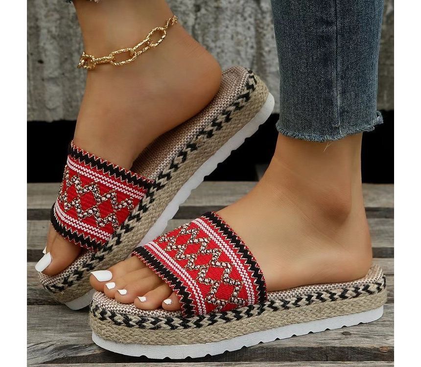 Slide Patterned Platform Sandals