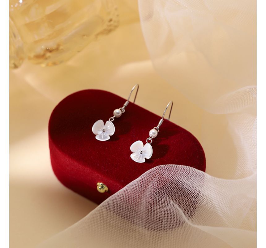 Alloy Floral Dangle Earring Pearl Acrylic Faux