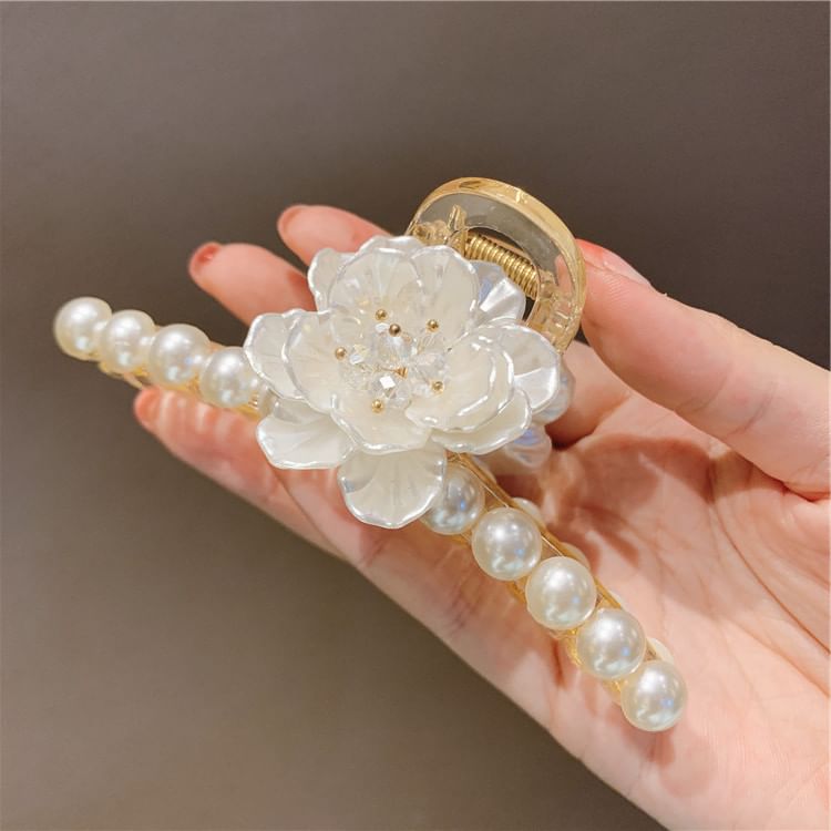 Clamp Hair Faux Pearl Acrylic Floral