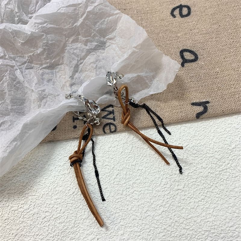 Faux Alloy Earring Dangle Cord Leather