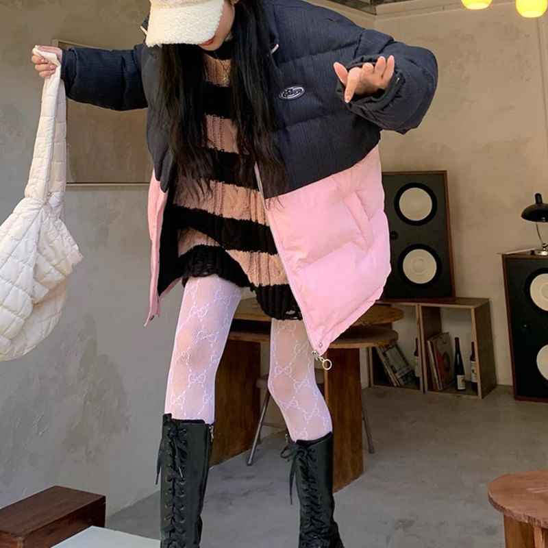 Neck Striped Sweater Knit Crew Distressed Cable