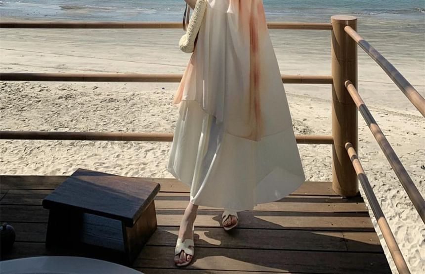 Print Spaghetti Maxi Dress Strap A-Line