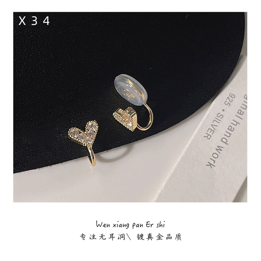 Alloy Ear Heart Cuff Rhinestone