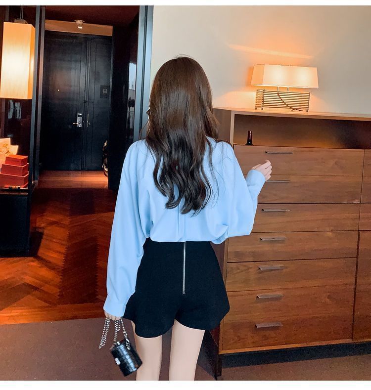 Plain Bow Accent Shirt Long-Sleeve