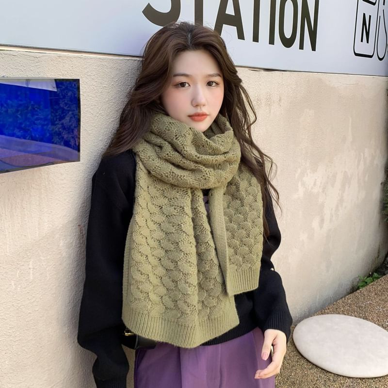 Knit Scarf Pointelle Plain