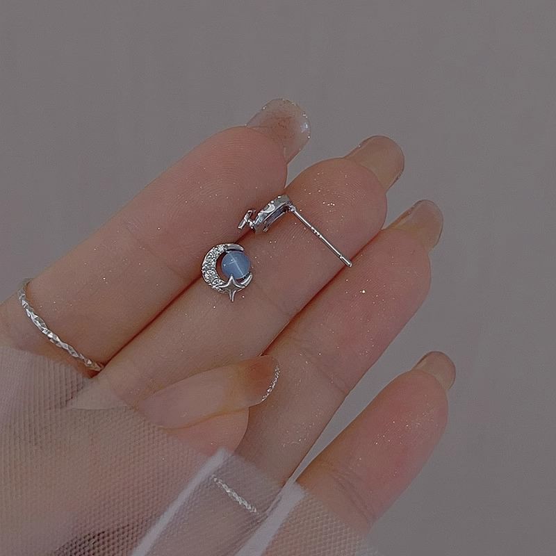 Silver Sterling Moon Earring Stud