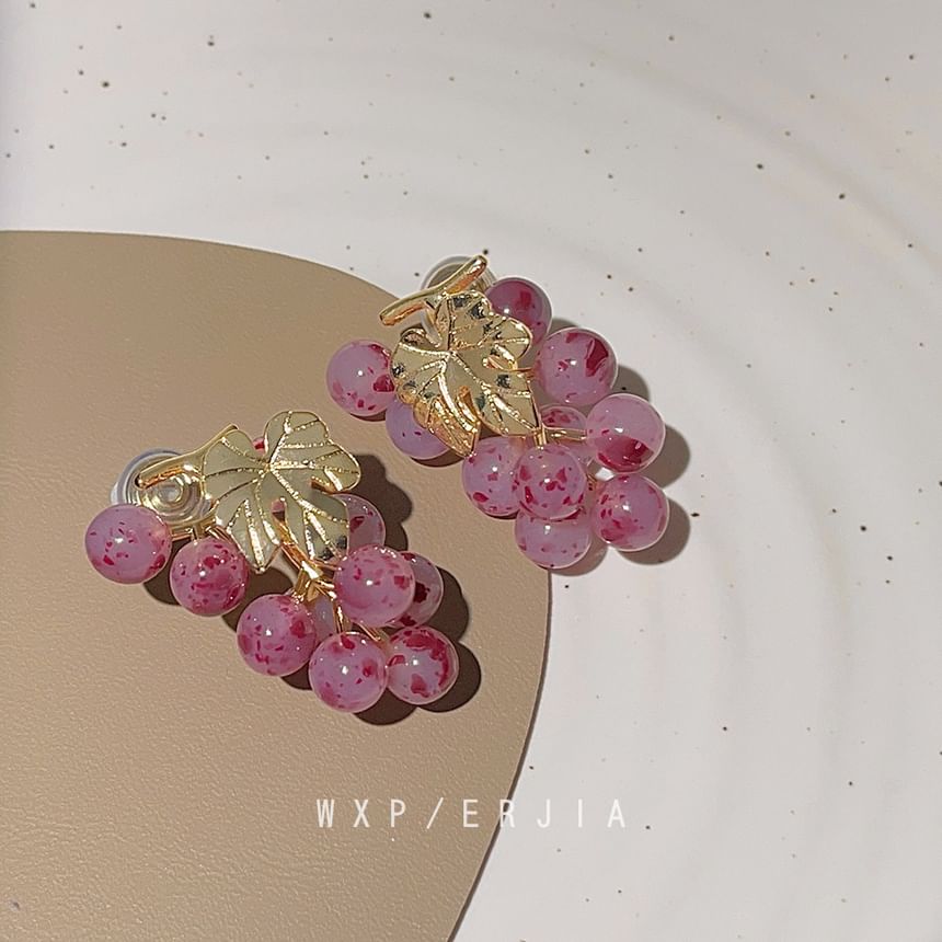 Earring Grape Gemstone Drop Clip-On