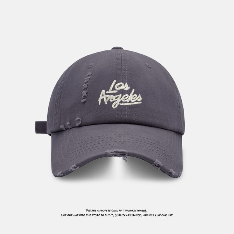 Embroidered Lettering Baseball Distressed Cap
