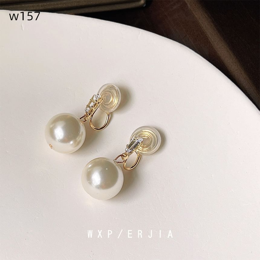 Alloy Rhinestone Earring Drop Faux Pearl