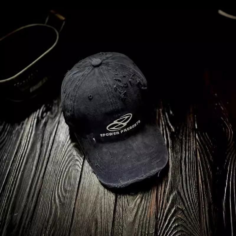 Distressed Embroidered Lettering Baseball Cap