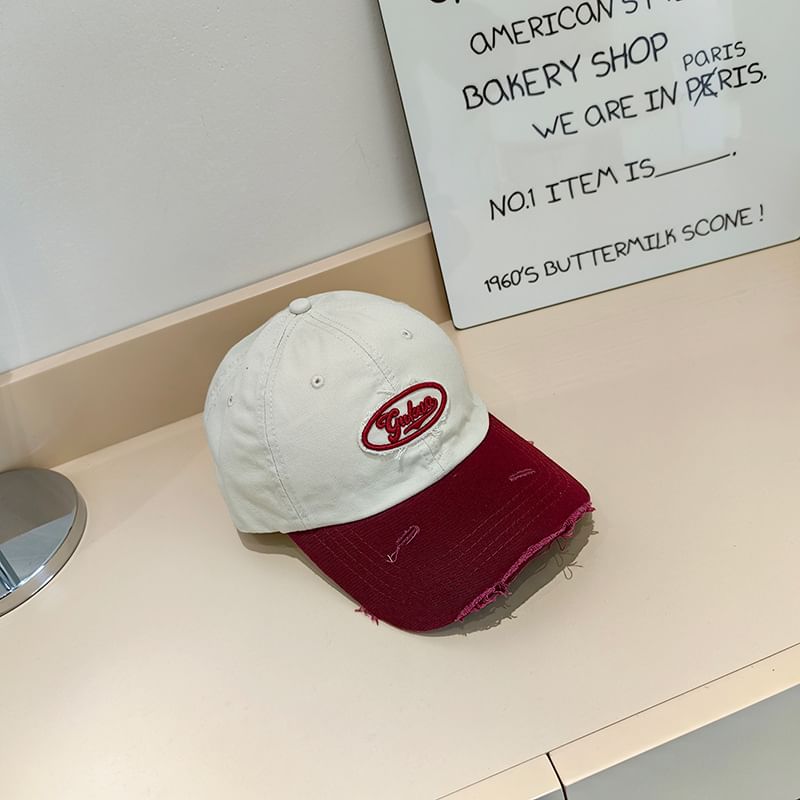 Lettering Distressed Cap Applique Baseball