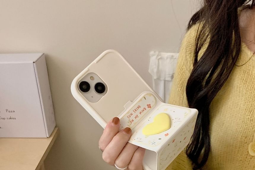 Heart Phone Case Floral Foldable Stand