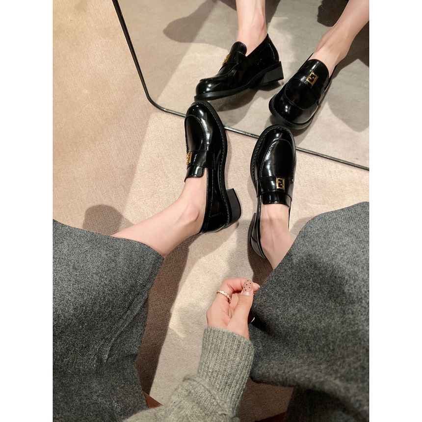 Leather Buckled Faux Loafers