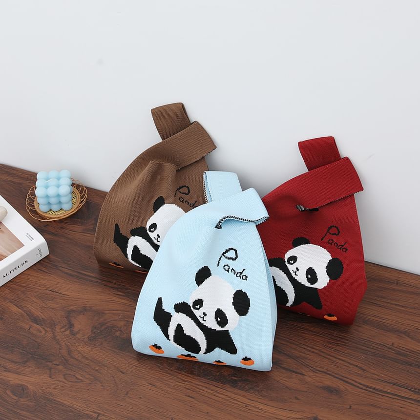 Panda Bag Tote Jacquard Knit