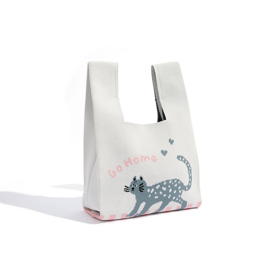 Knit Jacquard Cartoon Tote Bag
