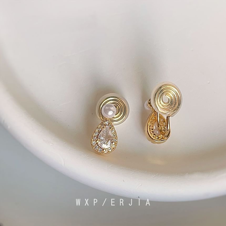Cuff Pearl Rhinestone Ear Faux Droplet Alloy
