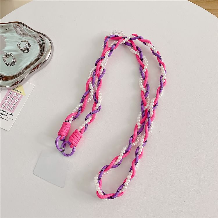 Pad Pearl Faux Lanyard Phone with Braided