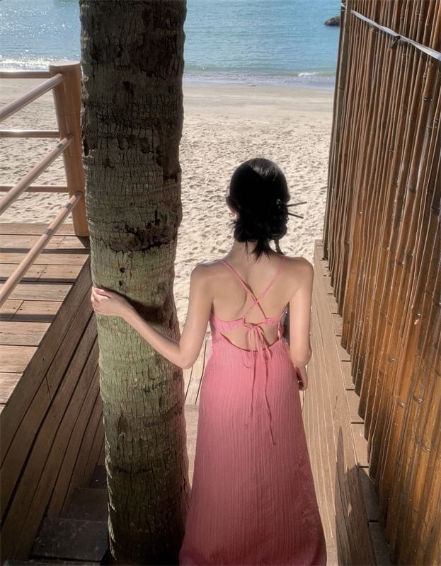 Maxi Plain Strap Spaghetti Dress Mermaid