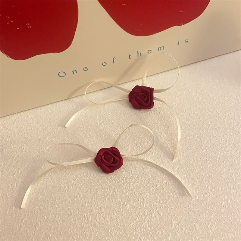 Ribbon Rose Earring Stud