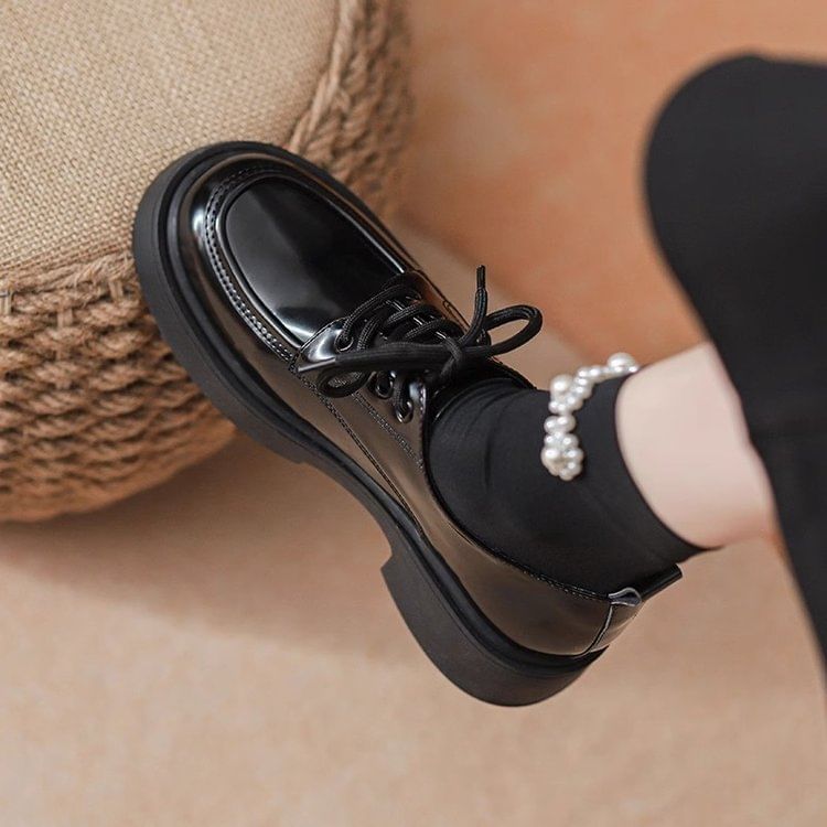 Heel Platform Chunky Shoes Lace-Up