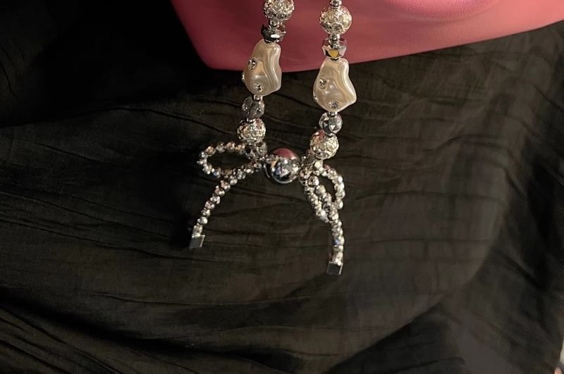 Strap Faux Rhinestone Phone Irregular Pearl