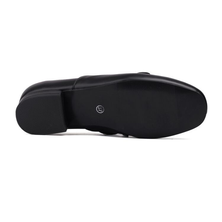 Shoes Plain Faux Heel Chunky Leather Lace-Up