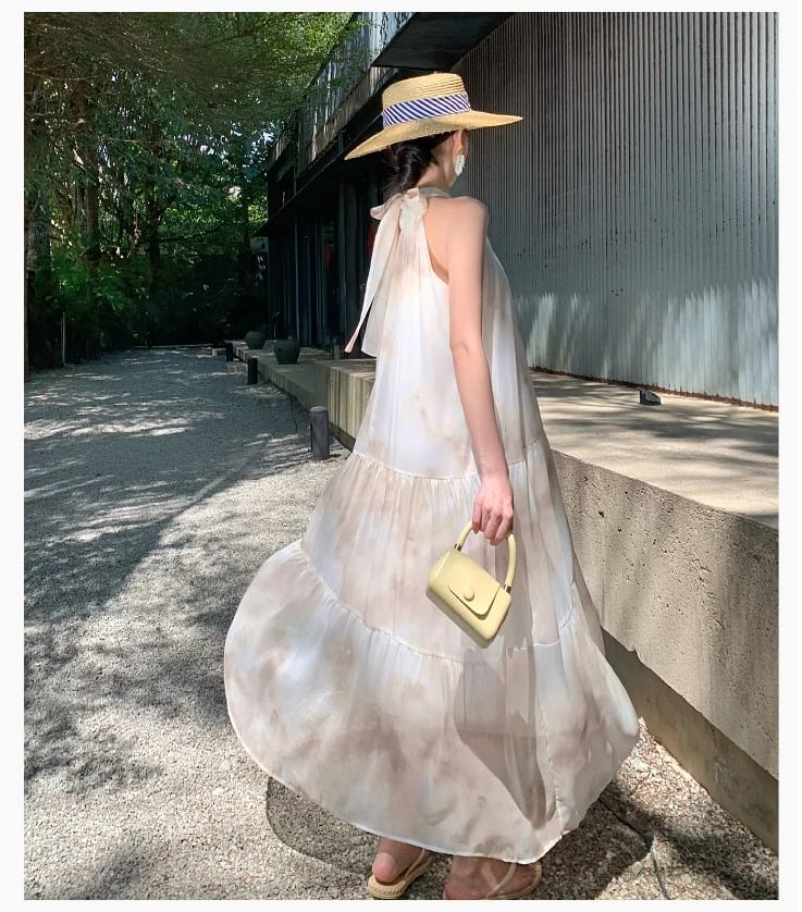 Floral Sleeveless A-Line Dress Maxi