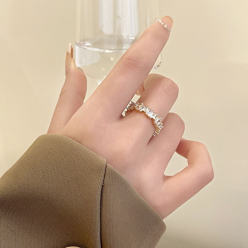 Rhinestone Alloy Ring Open