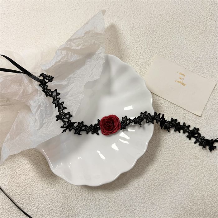 Fabric Choker Rose