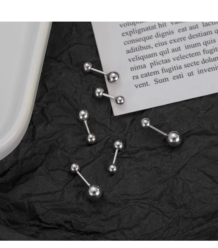 Silver Sterling Stud Ball Ear