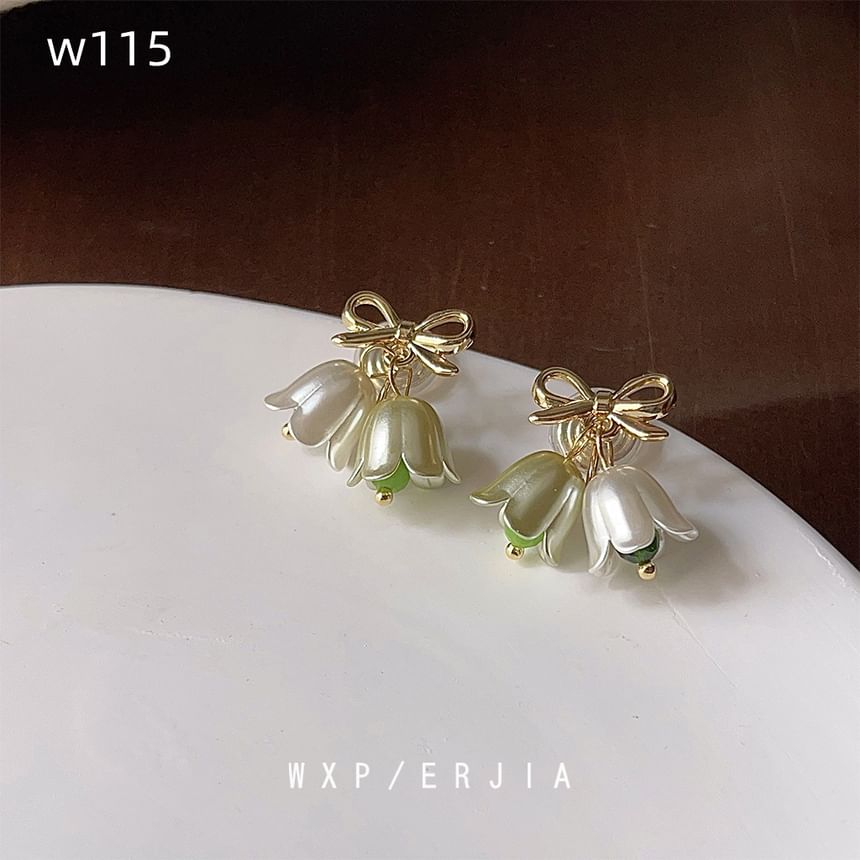 Alloy Bow Earring Drop Floral