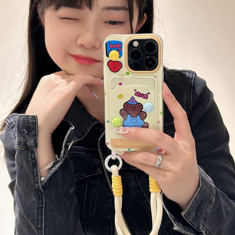 Phone Case Card Bear Holder