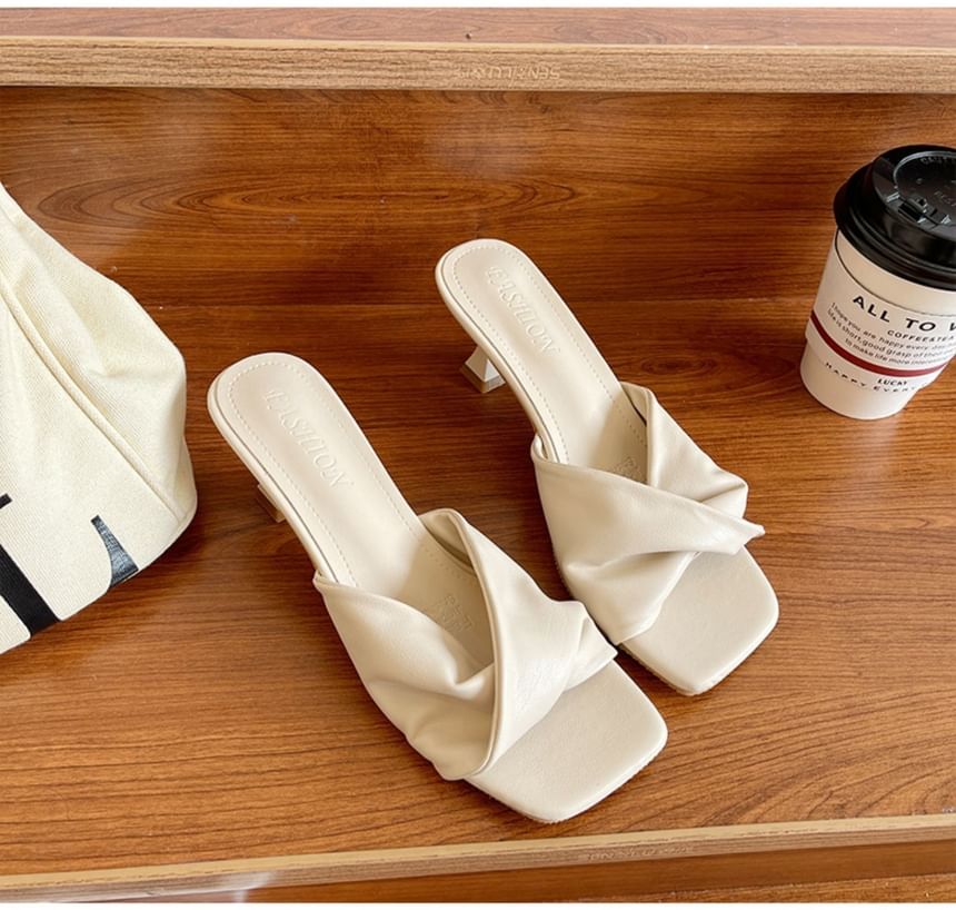 Heel High Twist Plain Sandals Slide