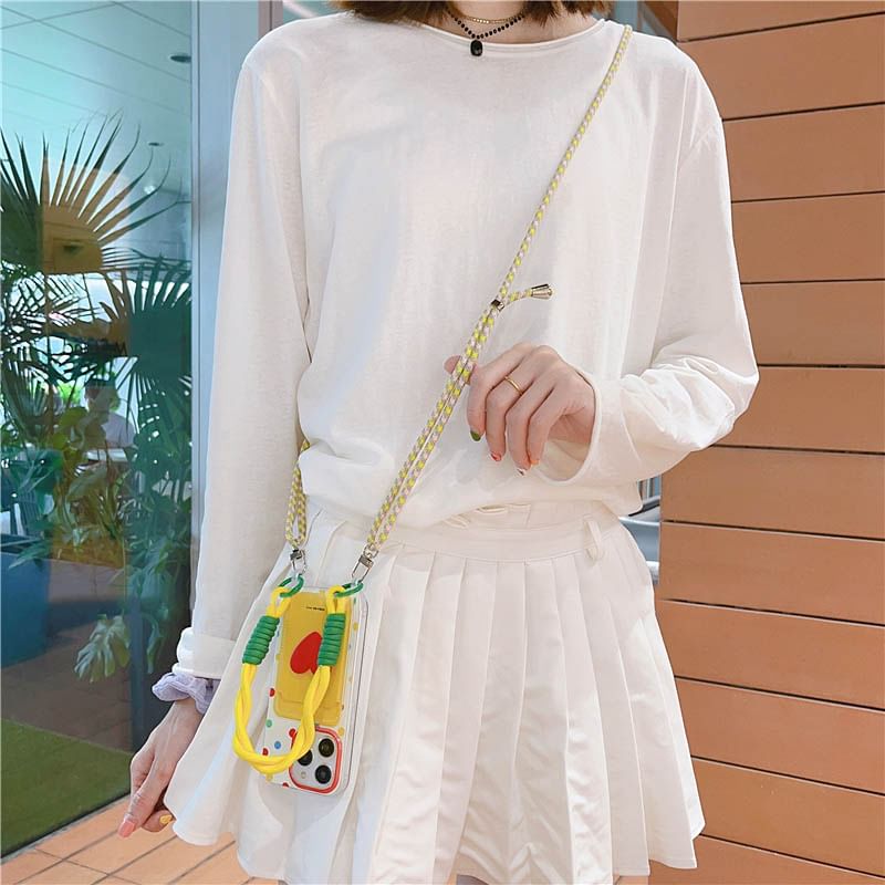 Strap Card Holder Phone Lanyard Heart Case / Set