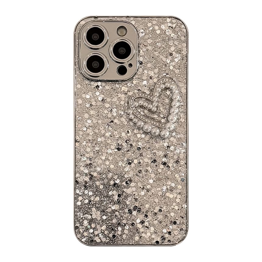 Case Heart Phone Faux Pearl
