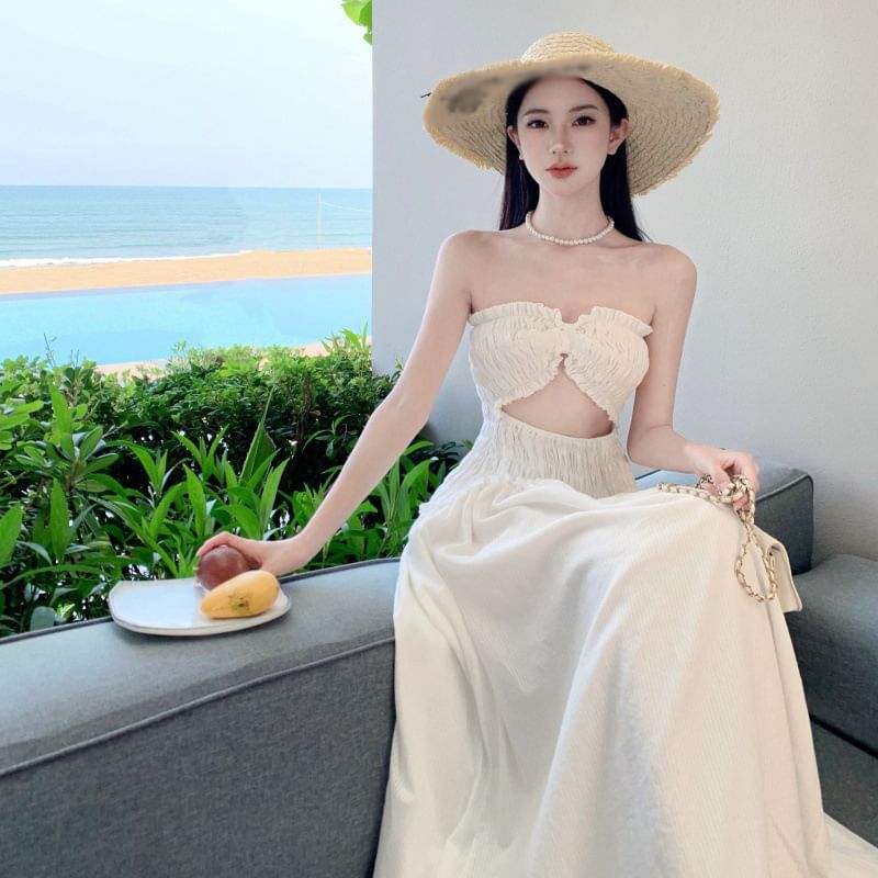 Dress Maxi A-Line Plain Cutout Slit Tube