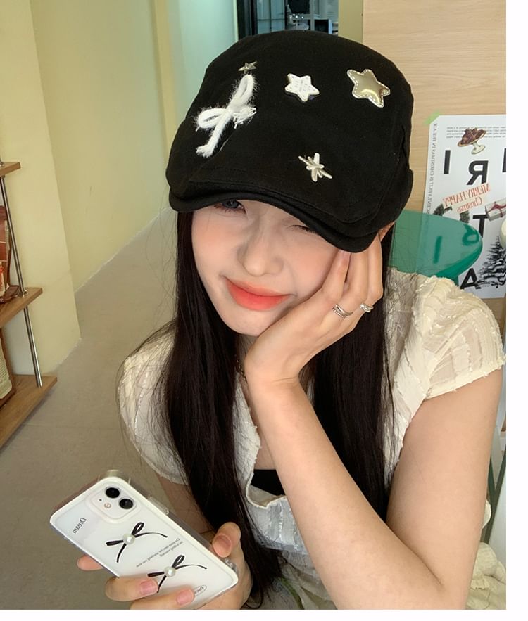 Cap Star Applique Bow Flat