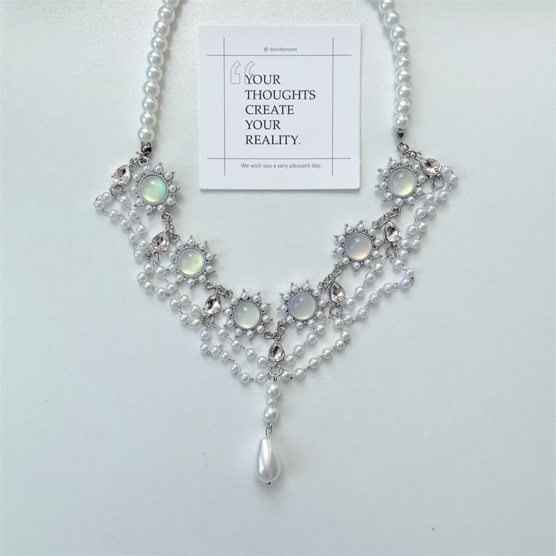 Choker Faux Layered Alloy Pearl