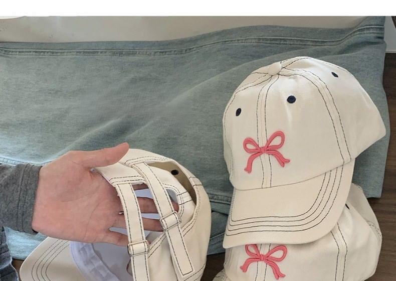 Cap Embroidered Bow Baseball