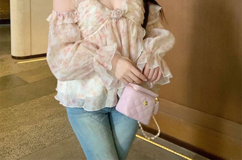 Top Halter Ruffle Floral