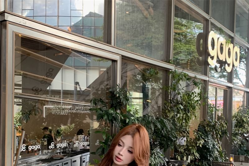 Plain Shoulder Mini Dress One Tie-Up Sheath Sleeveless