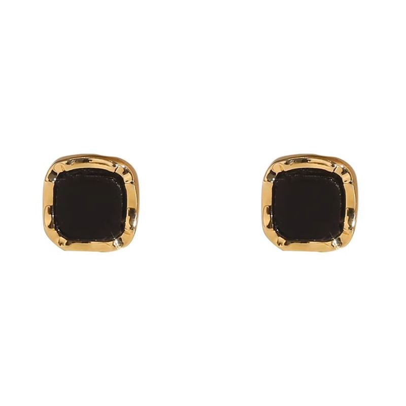 Square Silver Stud Sterling Ear