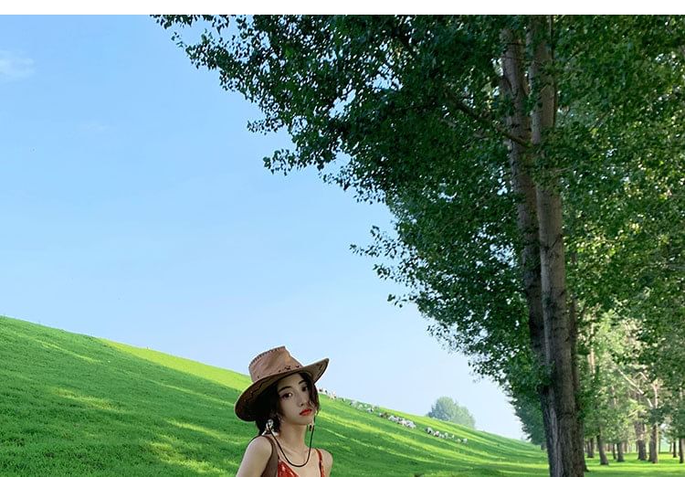 Sundress Patterned Strap Spaghetti Maxi