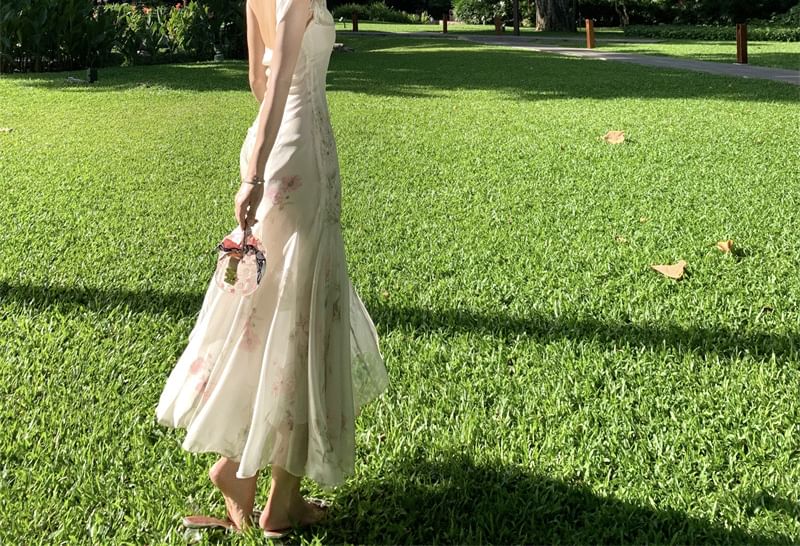 Dress Strap Maxi Floral Spaghetti Mermaid